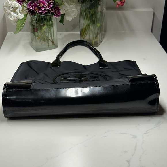 Tory Burch Black Patent Leather & Nylon Ella Tote NWOT - Picture 8 of 12
